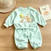 Conjunto de Dos Piezas para Niña Sudadera de Encaje con Dibujos para Primavera y Otoño Conjunto Casual con Top de Manga Larga de Estrella y Pantalones Jogger para Bebé