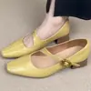 Zapatos Mary Jane para Mujer Punta Cuadrada 2026 Estilo Nuevo Planos Tacón Grueso Elegantes para Viajar al Trabajo Combinar con Faldas Correa Única Tacón Bajo Zapatos para Mujer