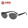 Gafas de Sol Decorativas Ovaladas con Cabeza de Leopardo de Borde Cortado Sin Marco Europeas y Americanas Nueva Moda Estilo Callejero Protección UV Gafas de Sol Transfronterizas