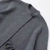 Outono e Inverno 2025 Novo Moda de Rua Europeia e Americana Transfronteiriça Feminina Malha Manga com Fenda Outwear W08 2766