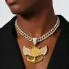 Collar con Colgante de Ala Personalizado para Hombre, Cadena Completa de Diamantes, Nuevo Estilo Hip-Hop, Transfronterizo Europeo y Americano