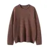 Cachmere Puro para Mujer Cuello Redondo Hilo Floral Engrosado de Moda Versátil Holgado Estilo Casual Otoño e Invierno Nueva Ropa de Punto