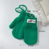 Manoplas de Color Sólido de Moda de Dibujos Animados para Niños y Niñas Estilo Coreano a Prueba de Frío, Cálidas y Antiperdidas Guantes de Lana Tejidos con Correa