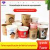 Copo Descartável de Papel Kraft para Sopa Personalizado Tigela de Papel para Levar Redondo Marmita Embalada Copo para Mingau com Tampa Copo Tigela de Papel para Sopa Tipo Copo