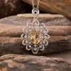 Transmisión en Vivo Joyería de Piedras Preciosas Citrino Natural Amatista Topacio Collar para Mujer Plata de Ley S925 Flores Caladas Retro