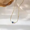 Collar de acero de titanio con circonita de seis garras de colores para mujer, lujo ligero, nicho, sensación de alta gama, cadena para la clavícula