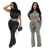 C7528 Transfronterizo Aliexpress Amazon Moda Europea y Americana para Mujer Conjunto de Dos Piezas Casual sin Mangas Crop Top y Pantalones Largos