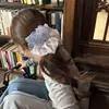Leopardo Dulce~ Lazo para el Cabello de Organza con Estampado de Leopardo Extra Grande, Diadema de Malla Elástica, Coletero Floral Fresco para Mujeres