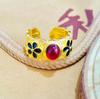 Anillo Tejido para Mujer, Método Antiguo Retorcido, Azul Quemado Dorado con Incrustaciones de Filamento, Antiguo, Luz de Lujo, Popular, Tradicional, Apertura