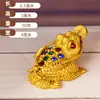 Adorno de Sapo Dorado de Tres Patas Hongda Gemstone para Atraer la Fortuna para Decoración de Sala de Estar, Tienda, Oficina, Regalo Artesanal para Ceremonia de Inauguración