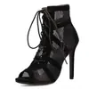 Cross-border europeu e americano novo preto malha camurça moda cruz alça sexy salto alto plus size sapatos femininos AliExpress Amazon