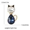Broche de gatito con diamantes de imitación, elegante y creativo, para mujer, de lujo, para ropa, joyería, ramillete, alfiler de animal.