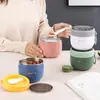 Copo de Sopa de Aço Inoxidável 304 para Estudantes com Tampa, Copo para Mingau de Aveia e Iogurte no Café da Manhã, Tigela de Sopa Portátil para Trabalhadores de Escritório, Copo Prático