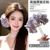 Novo Grampo de Cabelo Vermelho Flor Rosa Estilo Chinês Acessório de Cabelo para Mulheres, Ornamento de Lado de Cabelo de Alta Qualidade com Estilo Vintage e Festivo