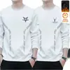 Moletom masculino com gola redonda e estampa, novo produto de outono e inverno, corte solto, forrado com fleece, gola alta, manga longa, estiloso, casual, peça básica versátil para homens da moda