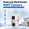 Cámara de Vigilancia Inalámbrica WiFi de Doble Lente y Doble Pantalla para el Hogar HD Visión Nocturna Control Remoto desde Teléfono Móvil PTZ de 360 grados