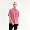 Camiseta pesada de 230g lavada vintage, marca de moda estilo americano, corte holgado para adolescentes, mangas cortas desgastadas, algodón puro, talla grande, manga corta, verano