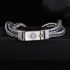 Pulsera de plata de ley S925 con seis palabras de mantra de doble tejido, venta al por mayor, estilo tailandés, estilo retro nacional, tejida a mano, para hombre.