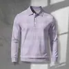 Nuevo Polo Casual de Lujo para Hombre Otoño/Invierno 2026 Cuello Camisero Estilo Old Money Manga Larga Top Estampado Digital para Hombre