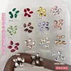 Decoraciones de Arte de Uñas con Pedrería de Flor de Cinco Pétalos Gota de Agua, Coloridas y Brillantes Accesorios de Flor con Pedrería Rosa Champaña de Punta