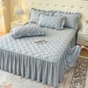 Faldón de Cama Acolchado Engrosado Sábana Funda Protectora de Colchón para Cuatro Estaciones Antideslizante a Prueba de Polvo Cubierta de Cama Funda de Cama Funda de Almohada Juego de Tres Piezas