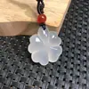 Pingente de Ágata Calcedônia Natural Pingente de Jade Guanyin Buda Folha para Casal Colar de Ágata Raposa de Calcedônia Corajosa