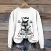 2025Wish Transfronterizo Europeo y Americano Talla Europea Tendencia de Moda Sudadera con Capucha de Cuello Redondo y Mangas Largas para Mujer Impresión Digital