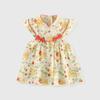Vestido para niñas, novedad de verano 24, dulce conejito floral, falda de manga corta para niños, ropa de verano para niños