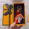 Ano Novo Estilo Chinês Ano do Cavalo Dança do Leão Panda Chaveiro Boneca Pingente Chaveiro de Carro Decoração de Bolsa Presente Atacado