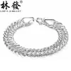 Pulsera de Pareja Plata Lin Fa Pulsera de Plata de 99 Pies Moda Coreana para Hombre Pulsera de Látigo de Caballo Pulsera de Plata para Mujer