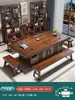 Juego de mesa de té y sillas de madera maciza, una mesa y cinco sillas, mesa de té de oficina estilo chino nuevo, juego de té para el hogar, mesa de té integrada para preparar té