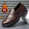 Sapatos Masculinos de Bico Redondo de Alta Qualidade, Novos Sapatos Masculinos de Couro de Outono, Tendência com Sola Grossa, Respiráveis, Moda Versátil, Sapatos Business Casual