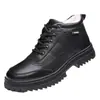 Zapatos de Algodón de Invierno para Hombre, Zapatos Casuales de Cuero, Botas de Algodón Impermeables Cálidas Engrosadas de Terciopelo, Botas de Nieve con Piel Integrada, Zapatos para Hombre