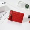 Bolsa de moedas pequena com zíper nova para primavera e verão, bolsa simples de cor sólida leve para cartões, bolsa tecida à mão, bolsa feminina fofa e requintada