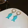 Brincos Azuis de Peixe de Designer Únicos para Mulheres, Luxo Leve, Estilo de Alta Qualidade, Ear Cuffs Versáteis, Brincos Frescos e Estilo Floresta