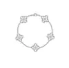 Flor de Techo Patrón V-Oro Trébol de Cuatro Hojas Pulsera de Cinco Flores, Película de Acero de Alta Calidad, Recubrimiento Grueso de Oro Claro de 18K, Alto Peso, Cnc