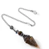 Comércio Exterior Novos Produtos Prata Antiga Cristal Colorido Pêndulo Pedra Semi-preciosa Pedra Colorida Resina Pêndulo Hexágono Cone Pingente