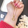 Conjunto Transfronterizo de Collar, Aretes y Anillo Sencillo de Lujo con Forma de Luna Creciente y Estrella de Estilo Japonés y Coreano Chapado en Oro de 18K Joyería de Yiwu