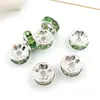 Accesorios de Aleación para Joyería DIY Transfronterizos Anillos de Diamante Cuentas Espaciadoras de 6 mm/8 mm Cuentas Espaciadoras de Colores Pulsera con Cuentas de Rueda Incrustadas de Diamante