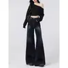 Jeans de Pierna Ancha para Mujer, Tallas Grandes, Nuevo Estilo Otoño e Invierno, Tiro Alto, Corte Holgado, Adelgazante, Talla Grande, Pantalones Acampanados, Adecuados para Cuerpo Tipo Pera