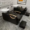 Sillón de peluquería para peinar el cabello Cama para lavar el cabello Cama para el cuidado del cabello Peluquería para hombres Cama para lavar el cabello Estilo de celebridad de internet Sillón semi-reclinable Lavabo profundo Cama para shampoo