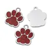 Liga Colorida Pingente de Pegada de Cachorro com Gotejamento de Óleo Tag de Gato com Glitter Pingente de Joia de Garra de Urso Feito à Mão DIY