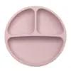 Prato de Jantar de Silicone Prato de Jantar Redondo para Bebê Prato Divisor de Comida Prato de Comida Integrado Sorridente para Crianças Tigela de Arroz para Crianças