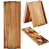 Bandeja Rectangular Grande de Madera para Baño, Bandeja Gruesa de Madera de Acacia para Queso, Bandeja de Servicio Portátil, Bandeja Plegable