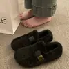 Zapatos peludos sencillos y elegantes para mujer, perfectos para usar en exteriores, nueva colección otoño/invierno 2026, Mary Janes de algodón sin cordones, mocasines y zapatos planos