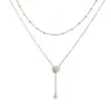 Collar de Perlas con Borlas de Doble Capa para Mujer, Diseño Nicho, Cadena Clavicular de Camelia, Lujo Accesible, Cadena de Cuello Elegante de Alta Gama