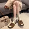 ¡Stock disponible y envío inmediato! Pantuflas de Felpa Gruesas y Suaves con Bloques de Color Casuales, Moda Versátil, Nuevos Colores Otoño-Invierno para Mujer