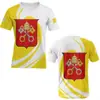 Padrão do Emblema Nacional do Vaticano Impressão 3D Transfronteiriça Nova Camiseta de Manga Curta Masculina e Feminina Venda Direta da Fábrica Fornecimento de Exportação