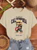 Camiseta Estampada de Oso Guitarra Cuervo Ídolo Letras para Mujer Verano Versátil Cuello Redondo Hip-Hop Manga Corta Mujer