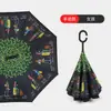 Paraguas Invertido Automático de Doble Capa con Mango Largo para Hombres y Mujeres, Protección Solar, Lluvia o Sol, Parasol Grande de Doble Capa Resistente al Viento para Montar en el Coche